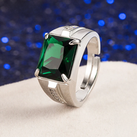 ZDADAN 925 Sterling Silver Emerald Finger Rings For Men Women Fashion Wedding Jewelry
