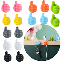 Silicone Thumb Wall Hook Self Adhesive Thumb Cable Organizer Clips Wall Hooks for Hanging Data Cable Earphone Belt Key Storage
