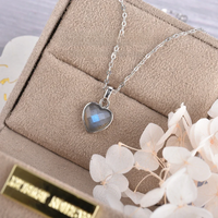 ITSMOS Labradorite Heart Pendant Necklace Labradorite Energy Stone Pendant Heart Healing Crystal Spiritual Jewelry for Women