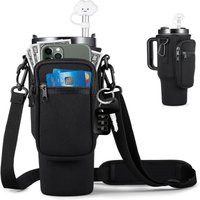 Drinkware Accessories Water Bottle Carrier Bag, Water Bottle Carrier with Phone Pouch for Outdoor Hiking Camping