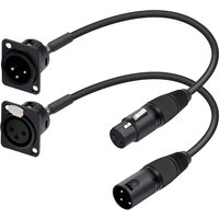 D-Type XLR Panel Mount to XLR Connector Pass Through Cable,3Pin XLR Female to Male Converter Compatible with Microphone 0.3M-15M