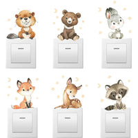 6pcs Cartoon Fox Squirrel Rabbit Animal Switch Wall Stickers for Kids Room Bedroom Nursery Home Decoartion Wall Decals