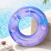 1PC Purple Glitter Inflatable Swim Ring Pool Floats Tube Butterfly Bow Swimming Ring For Beach Pool Party