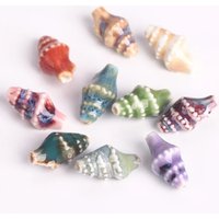 10pcs Ocean Conch Shape 20x11mm Colorful Glazed Ceramic Porcelain Loose Beads For Jewelry Making DIY Crafts Findings