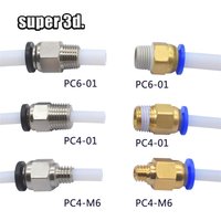 2pcs Pneumatic Connectors For 3D Printers Parts Bowden Quick Jointer Coupler 1.75/3mm Pipe pc4 m6 m10 Fittings PTFE Tube 2/4mm