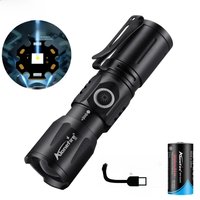 High Power Zoom Beam Light LED Lighting Mini Flashlight Type-C Usb Rechargeable Portable Pocket Torch Home Outdoor 16340 Battery