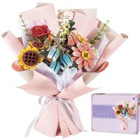 Diy Wooden Flower/Assembled Bouquet Set Handmade Gift Puzzle Bouquet Assembly Toy Valentine'S Day Gift For Girlfriend Boyfriend
