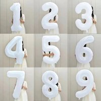 40 Inch White Aluminum Foil Big Number 0-9 Birthday Balloon 1 Year Old Baby Party Scene Layout Anniversary Children's Baloon