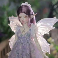 BJD Doll 1/4 Heardind Flashing Wing Fishtail Skirt Detachable Magnetic Suction Fairy Ears Hand Made Artist Ball Jointed Doll