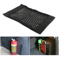 Car Rear Trunk Mesh Organizer Car Rear Seat Back Stowing Tidying Network Bag Trunk Elastic Velcro Pocket Car Organizers