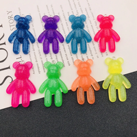 10pcs Resin Glitter Jelly Sparkle Colorful Bear Charm Cute Pendant for Keychain, Earring, Scrapbooking, DIY Making, Necklace