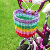 AliExpress NONE Rainbow color Bicycle Basket for Kid Front Handlebar Rattan Picnic Basket Plastic Bike bag Water Bottle Dolls case