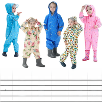 Chilren 3D Raincoat with Reflective Strip Print Cartoon Design Kids Hooded Rainwear for Baby 1-10 Y Rain Pants Infant Rainsuit