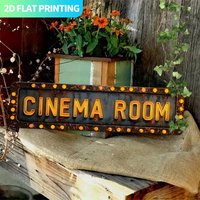 2D Flat, 1pc Vintage Cinema Room Metal Wall Decor - Retro Cinema Marquee Sign with Pre-Drilled Holes, Easy Hang