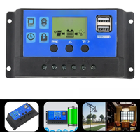 Solar Charge Controller 12V24V 30A/20A/10A Auto LCD Dual USB 5V Output Photovoltaic Solar Panel PV Regulator Load Discharger