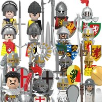 Military Medieval Building Blocks Castle King Knights Soldier Figures Gifts Weapons Guns Shields Helmets Long Sword Spear MOC
