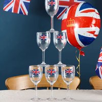 Pack of 12 Union Jack Plastic Wine Glasses - 300ml/10oz Durable, Reusable Cups for Parties, BBQs & British Celebrations
