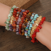 AliExpress NONE Ethnic style colored stone bracelet natural crystal gravel bracelet beads elastic bracelet