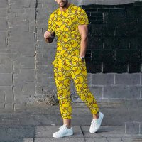 Fashion Funny Duck 3D Print Men Sportswear Set Casual Short-Sleeved T Shirt Pants 2-Piece Set Oversized Pullover Men Clothing