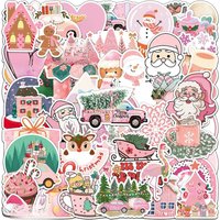 AliExpress Kpustyle 50pcs Pink Christmas Cute Santa Claus Stickers Cute Toys Decals Decoration DIY Phone Fridge Suitcase Skateboard Bike Gifts