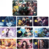 Anime Demon Salyer Matte PVC Sticker Film Tape Skin for Credit Card Debit Card Tanjirou Waterproof Stickers Big Small Chip