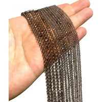 Natural 2 3 4MM Small Faceted Smoky Quartz Stone Beads Loose Gemstone For Jewelry Making DIY Bracelet Earrings Accessories 15''