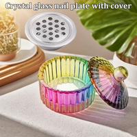 1pcs Color Crystal Glass Dish Acrylic Powder Liquid Holder Container Heart Shape Nail Lid Cup Bowl Manicure Accessories