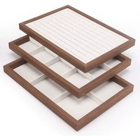 Wood Jewelry Display Tray Ring Earring Necklace Bracelet Pendant Organizer Jewelry Storage Tray for Drawer