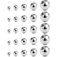 25pcs Replacement BALLS Different Sizes Labret Barbell Bar Horseshoe Piercing Attachments 14g 16g Stainless Steel Body Jewelry