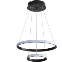 2 Ring Black Pendant Light, Round Double Chandelier Ceiling Shape Modern Pendant Dining Light 6000k Adjustable for Living Room