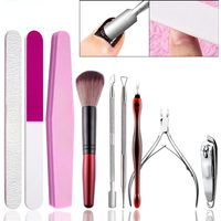 Manicure Set Cuticle Pusher Nail Clippers Nail File Buffer Sanding Tool Cleaning Brush Dead Skin Remover Manicure Dotting Pen