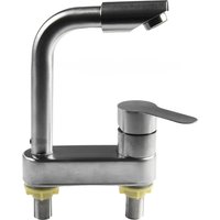 Stainless steel sink faucet, sink faucet, cold and hot mixer faucet, mounted on a single handle deck with 2 holes