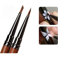 Round Wood Handle Triangular Petal Nail Brush Acrylic Nail Art Liner Brush Stripes Grid Flower Painting Drawing PenManicure Tool