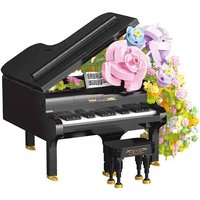 Awesome Piano Violin With Flower Bouquet Mini Size Building Blocks Musical Instrument Bricks Assemble Toys For Children Gifts