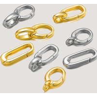 2pcs 14K Gold Plated Brass Oval Carabiner Charm Clasp Spring Ring Connector Closures for DIY Bracelet Necklace Jewelry Finding