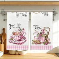 2pcs minimalist pink kitchen towels, absorbent and quick drying tea towels, modern kitchen towels, cooking and baking towels