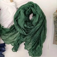 VREOVOR Solid Color Hand Feel Scarf Retro Autumn Winter New Pleated Green Thin Strip Shawl Men's Women's Thermal Silk