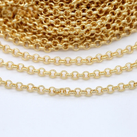 14k Gold Plated Brass 2/3/4/5.5mm Cable Link Chain Accessories For Jewellery Making, DIY Bracelet Necklace Chain Spool Wholesale