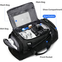 Sports Gym Bag Travel Duffel Bag with Wet Pocket & Shoes Compartment for Men Women Waterproof Large Weekender Overnight Backpack