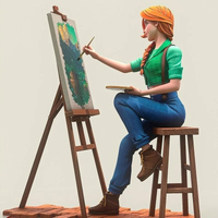 1/24 Scale Female Oil Painter Leah Resin Figure Model Kit Hobby Miniature Garage Kit Toys Unassembled and Unpainted