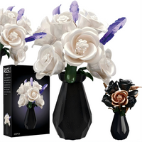255PCS City Romantic Preserved Flower Building Blocks MOC Desktop Decorations Black White Roses Model Bricks Kids Toys Girl Gift