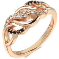 Kinel New 585 Rose Gold Ring for Women Fashion Geometric Winding Natural Black Zircon Ring Vintage Wedding Jewelry Life Gift