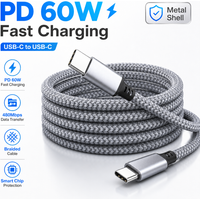 USB C to USB C Cable 60W PD Fast Charging 480Mbps Data Transfer Nylon Braided Type C Cord Metal Shell for Phone Tablet Laptop