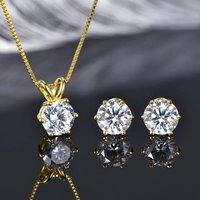 Classic 3.0cttw. D Round Moissanite Pendant Necklace Earrings Set for Women Couples Men s925 Silver Jewelry Set with Certificate
