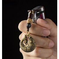 Vintage Brass Blessing Fish Keychain Lanyard Pendant Fashion Jewelry Lucky Men Car Key Chain Handmade Rope Hanging Chinese Gifts