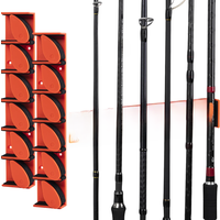Goture Fishing Rod Holder Horizontal 6-Rod Rack ABS Plastic Storage Wall Mount Fishing Rod Rack Fishing Pole Holder for Garage