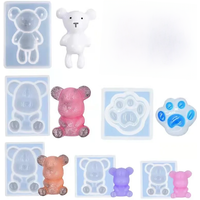 Semi-dimensional Violent Bear Silicone Mold DIY Sitting Bear Paw Handmade Keychain Pendant Crystal Epoxy Resin Mold
