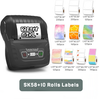 KAYSION Portable Thermal Printer with 10 Rolls Label Set Mini Label Maker For Commercial Office QR Code Barcode Price Printing