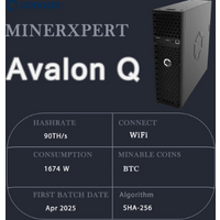 A. VENTES FLASH Canaan Avalon Q 90TH/s Mineur de Bitcoin ASIC à Haute Efficacité