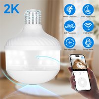 Caméra d'ampoule WiFi 2K pour la maison, caméra d'ampoule panoramique à 360 degrés, caméra IP avec vision nocturne en couleur.